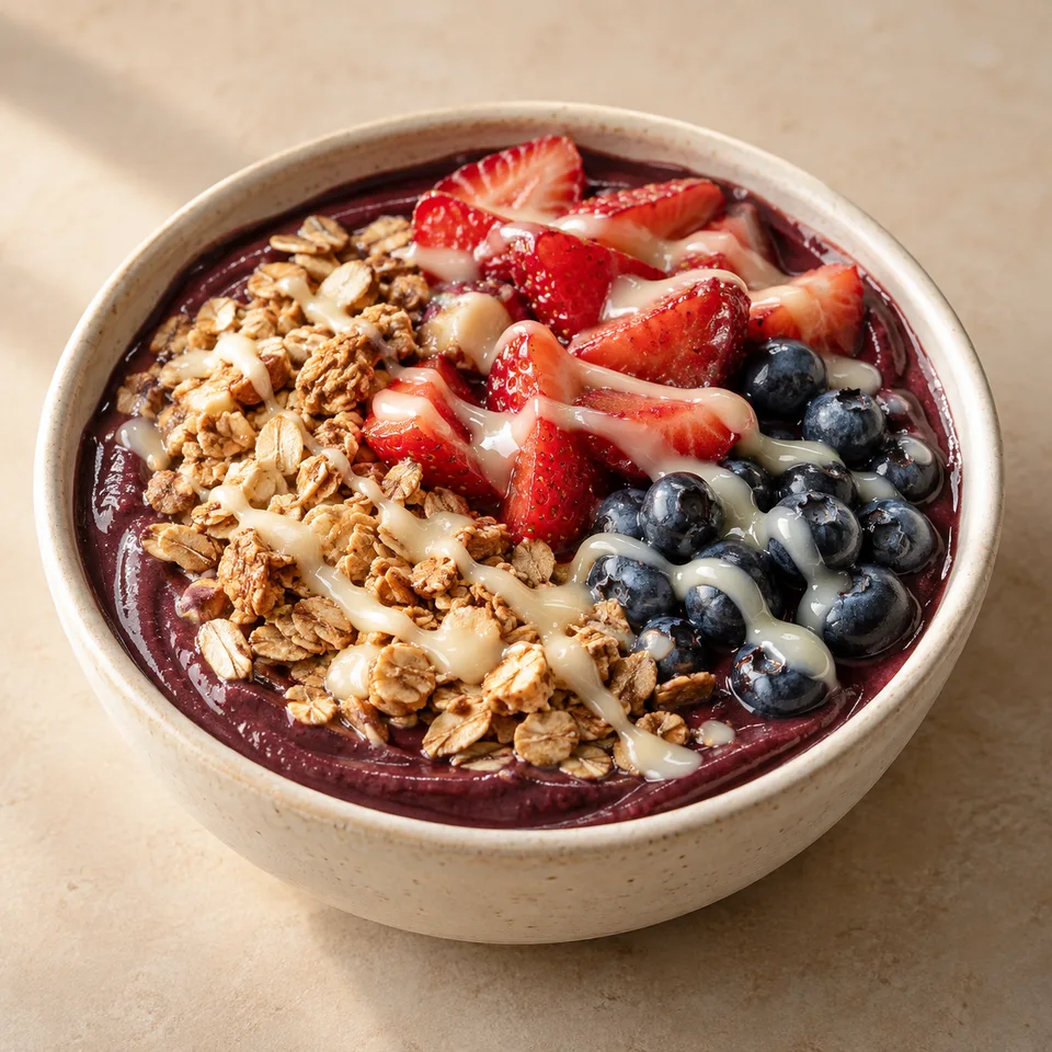 Bowl de açaí Berry Love con Fresa, Arándano, Granola de avena, Leche condensada